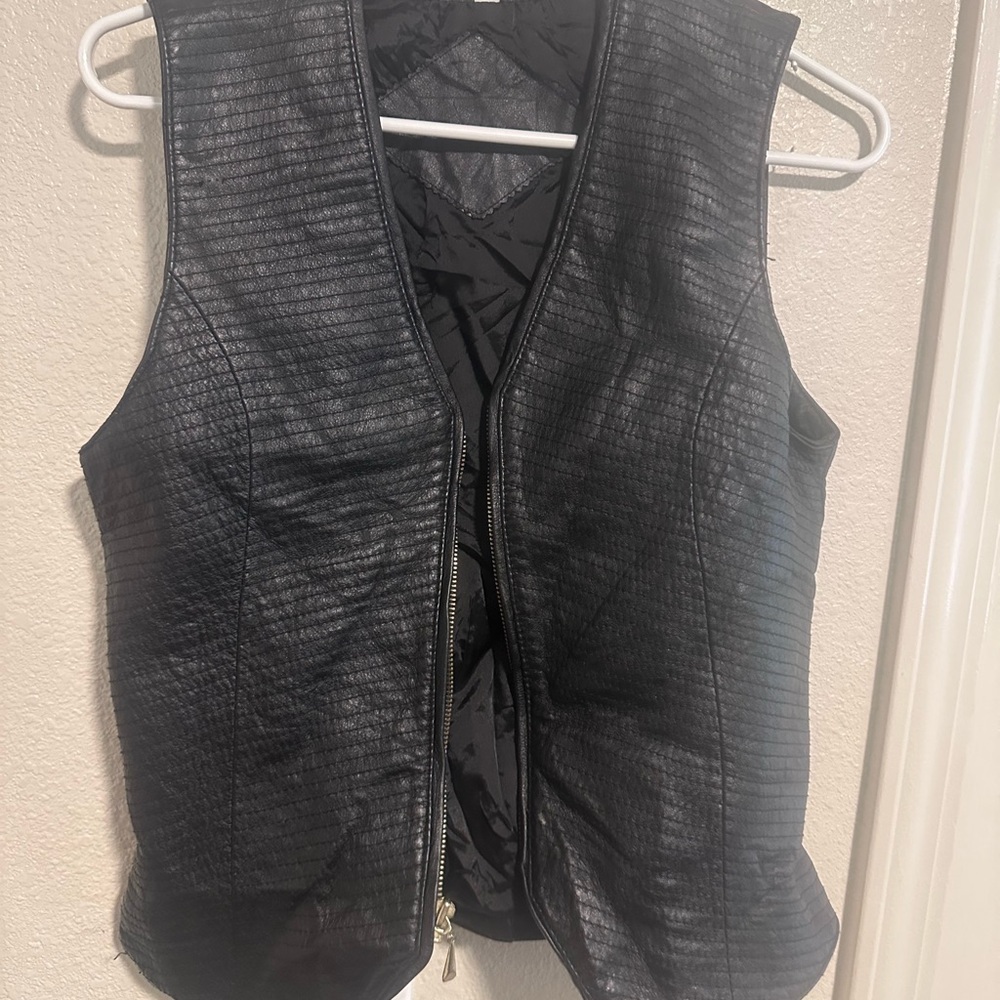 Black Textured leather Vest